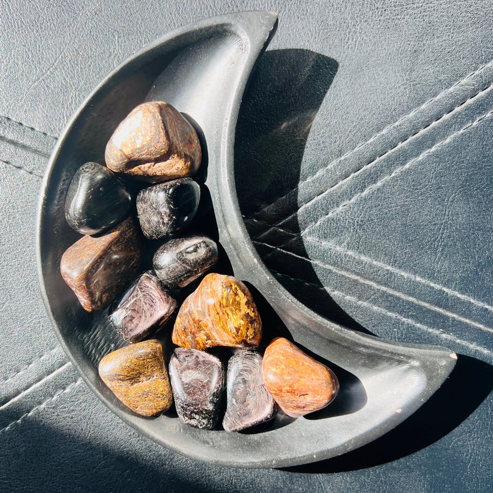 Tumbled Hypersthene and Bronzite Set - Protection Crystal Duo